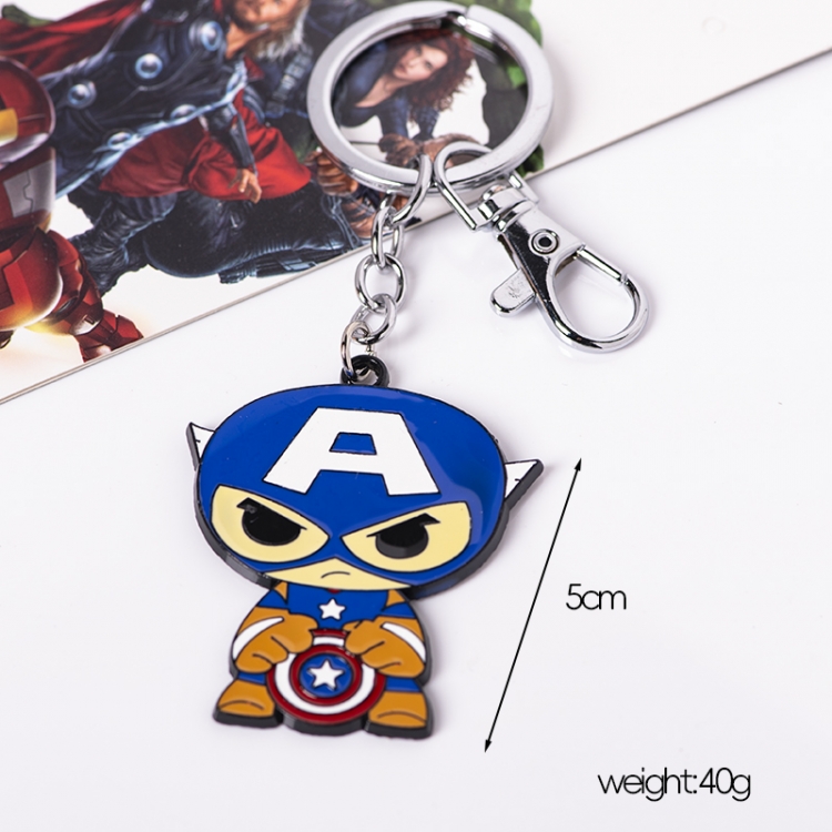 Captain America q-version Animation peripheral metal keychain pendant price for 5 pcs