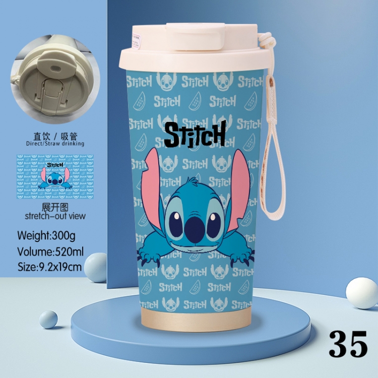 Lilo & Stitch Anime peripheral stainless steel coffee cup 520ML