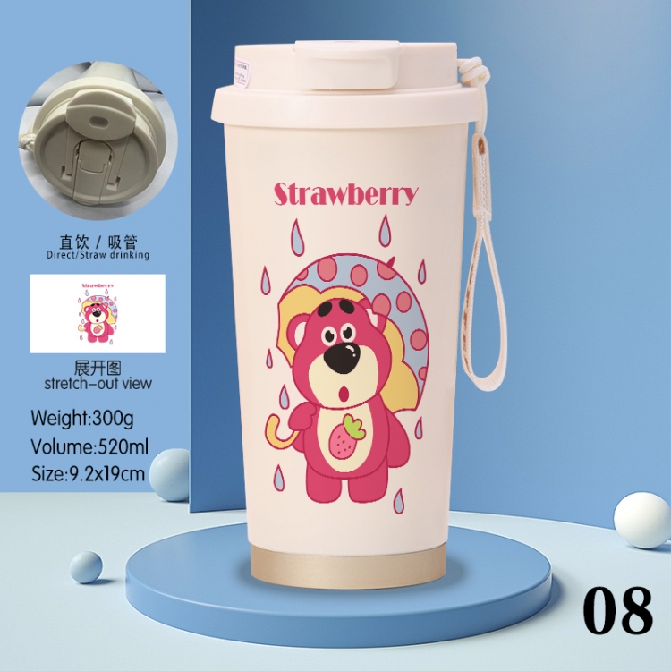 Strawberry Bear Anime peripheral stainless steel coffee cup 520ML