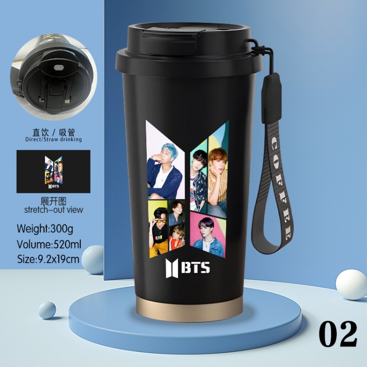 BTS Anime peripheral stainless steel coffee cup 520ML