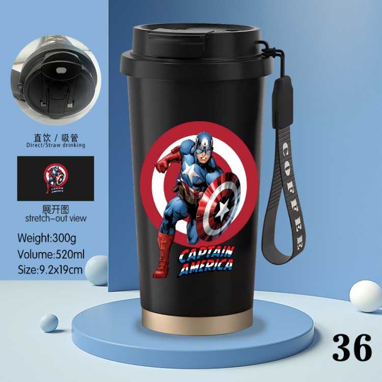 Captain America Anime peripheral stainless steel coffee cup 520ML