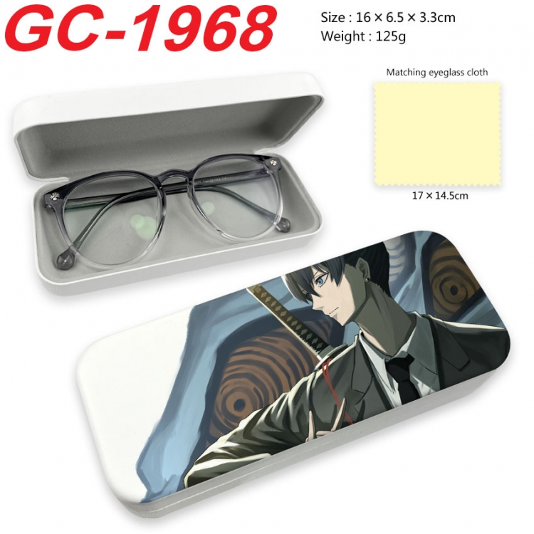 Chainsaw man Anime UV printed PU leather material glasses case 16X6.5X3.3cm gc-1968