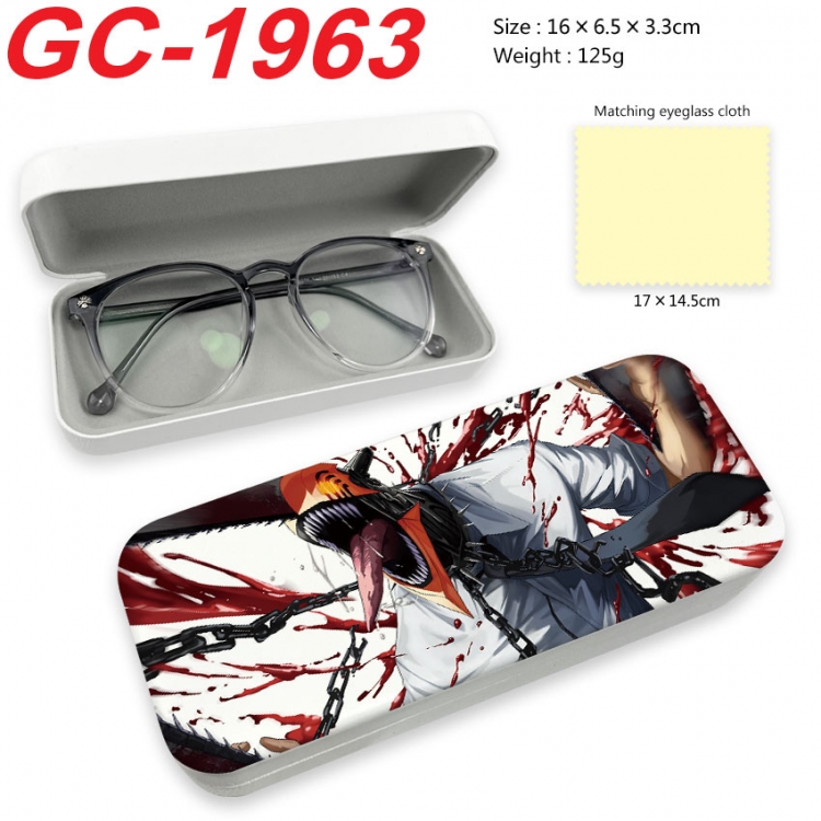 Chainsaw man Anime UV printed PU leather material glasses case 16X6.5X3.3cm  gc-1963