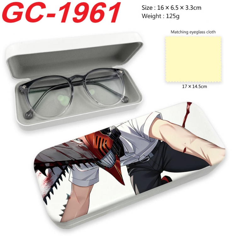 Chainsaw man Anime UV printed PU leather material glasses case 16X6.5X3.3cm  gc-1961