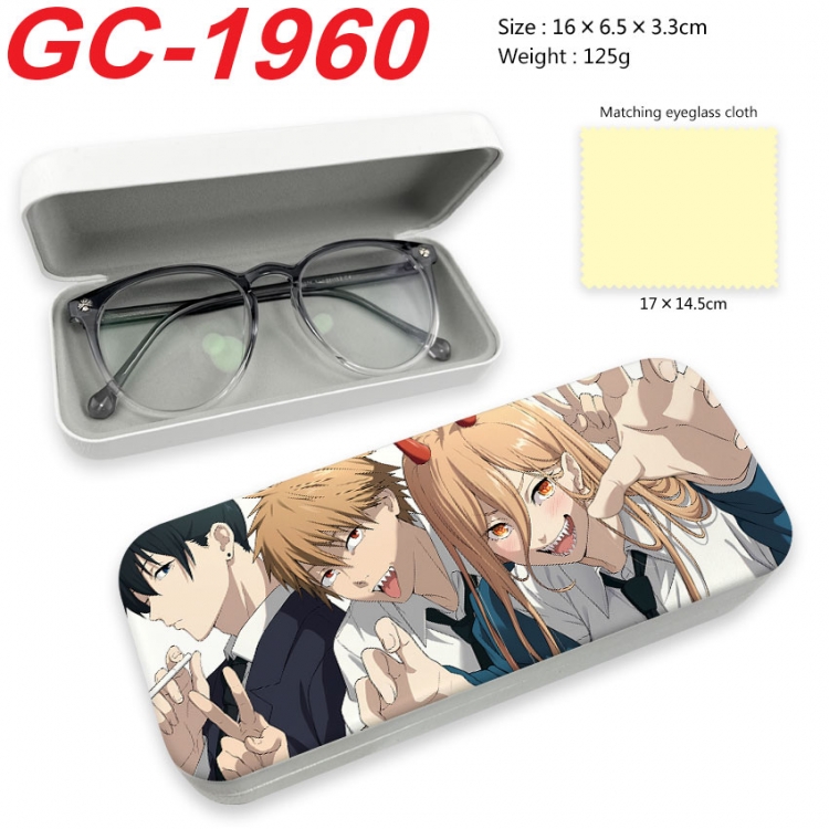 Chainsaw man Anime UV printed PU leather material glasses case 16X6.5X3.3cm  gc-1960