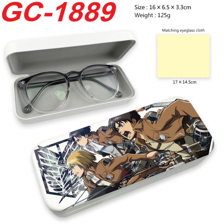 Shingeki no Kyojin Anime UV printed PU leather material glasses case 16X6.5X3.3cm  gc-1889