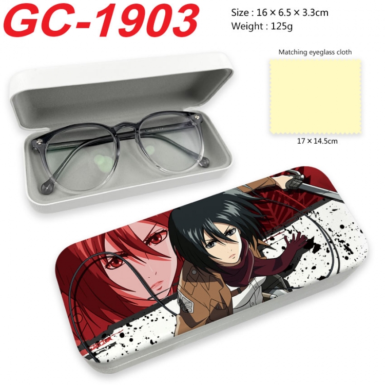 Shingeki no Kyojin Anime UV printed PU leather material glasses case 16X6.5X3.3cm  gc-1903