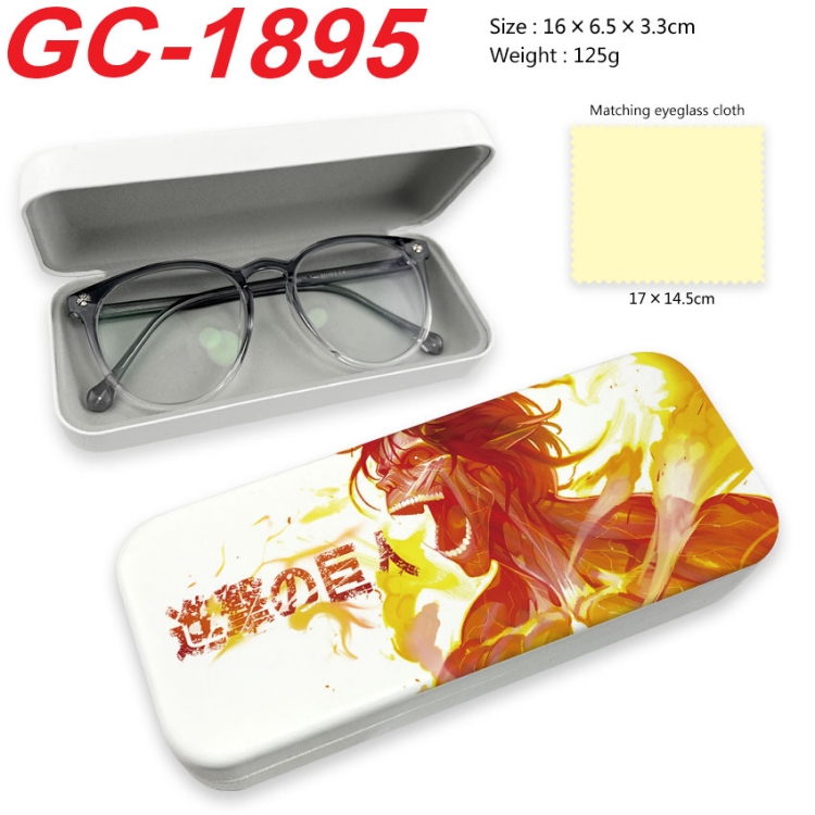 Shingeki no Kyojin Anime UV printed PU leather material glasses case 16X6.5X3.3cm  gc-1895