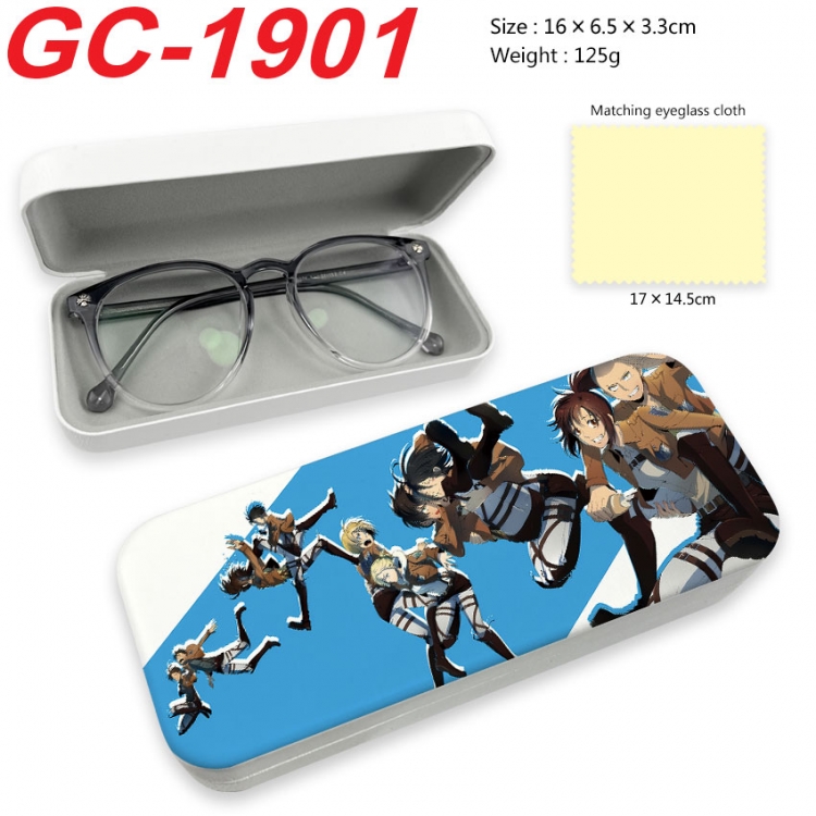 Shingeki no Kyojin Anime UV printed PU leather material glasses case 16X6.5X3.3cm  gc-1901