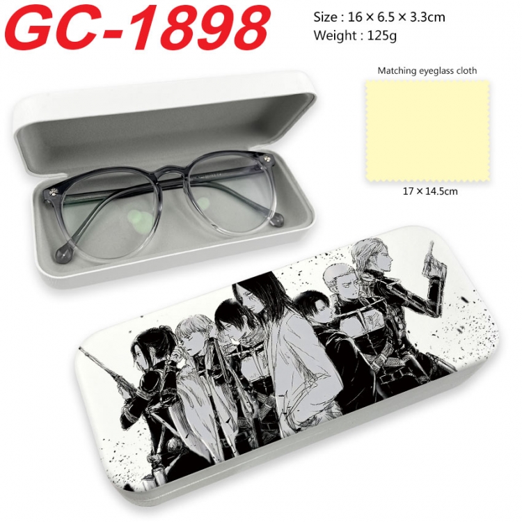 Shingeki no Kyojin Anime UV printed PU leather material glasses case 16X6.5X3.3cm  gc-1898