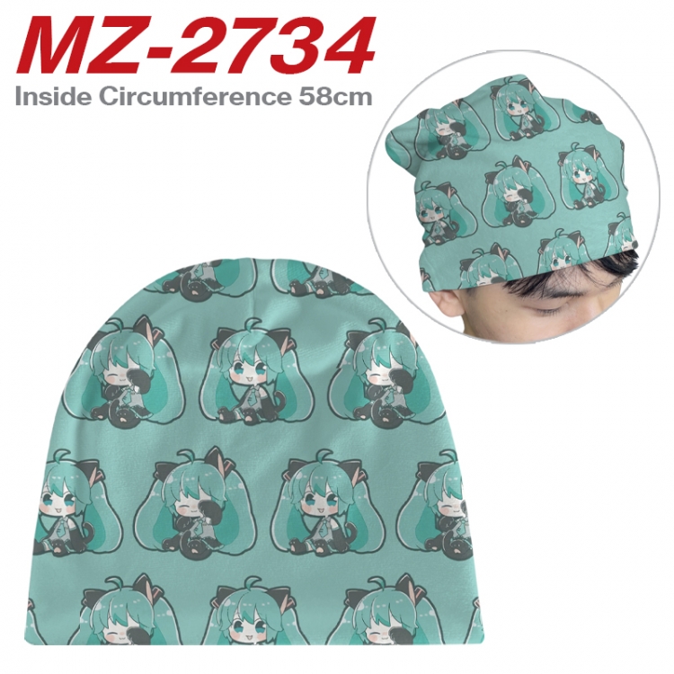 Hatsune Miku Anime flannel full color hat cosplay men's and women's knitted hats 58cm  MZ-2734