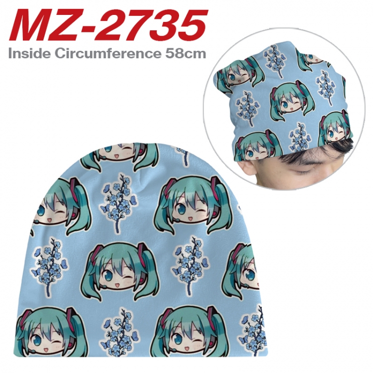 Hatsune Miku Anime flannel full color hat cosplay men's and women's knitted hats 58cm  MZ-2735