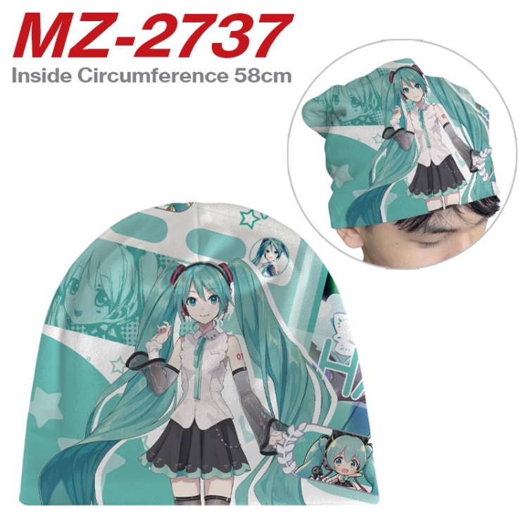 Hatsune Miku Anime flannel full color hat cosplay men's and women's knitted hats 58cm  MZ-2737