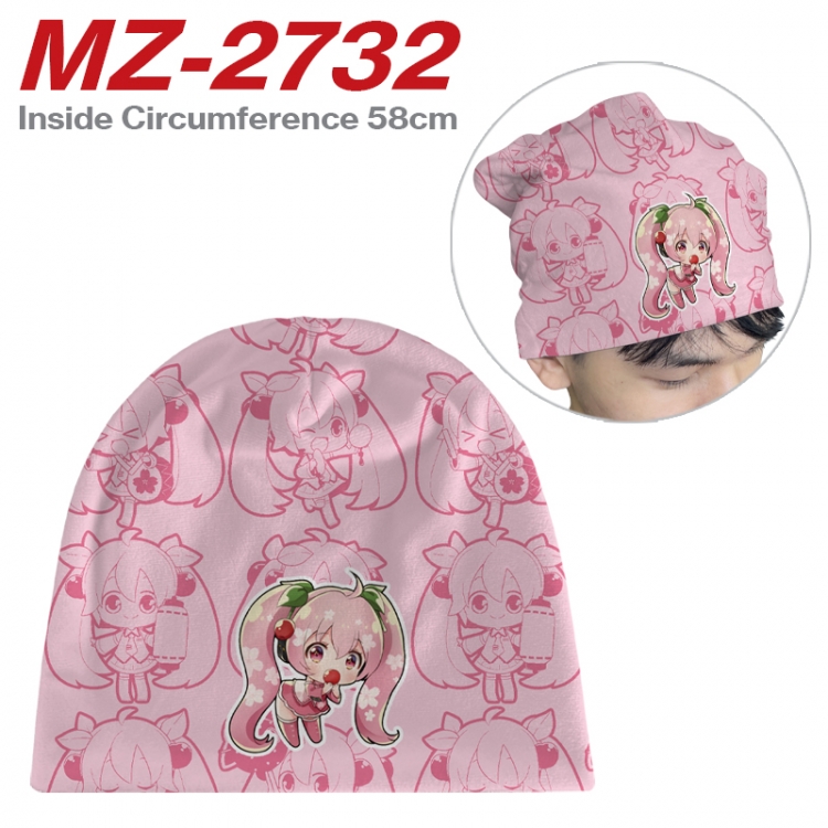 Hatsune Miku Anime flannel full color hat cosplay men's and women's knitted hats 58cm  MZ-2732