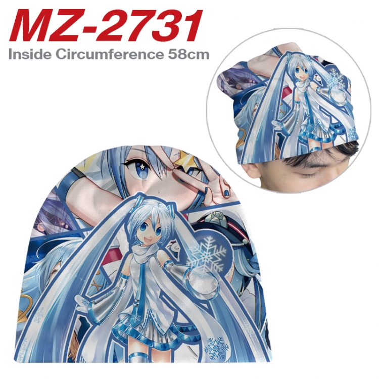 Hatsune Miku Anime flannel full color hat cosplay men's and women's knitted hats 58cm  MZ-2731