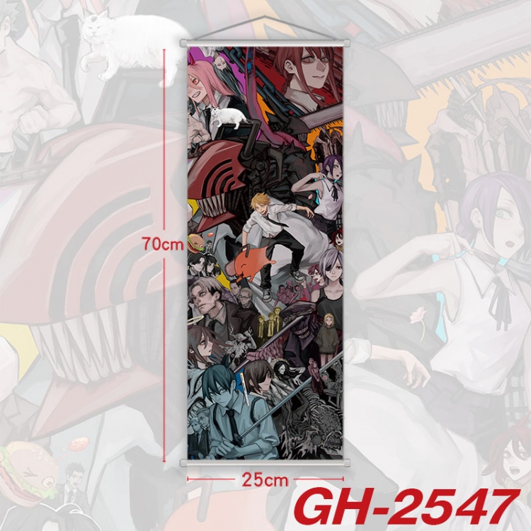 Chainsaw man Plastic Rod Cloth Small Hanging Canvas Painting Wall Scroll 25x70cm price for 5 pcs  gh-2547