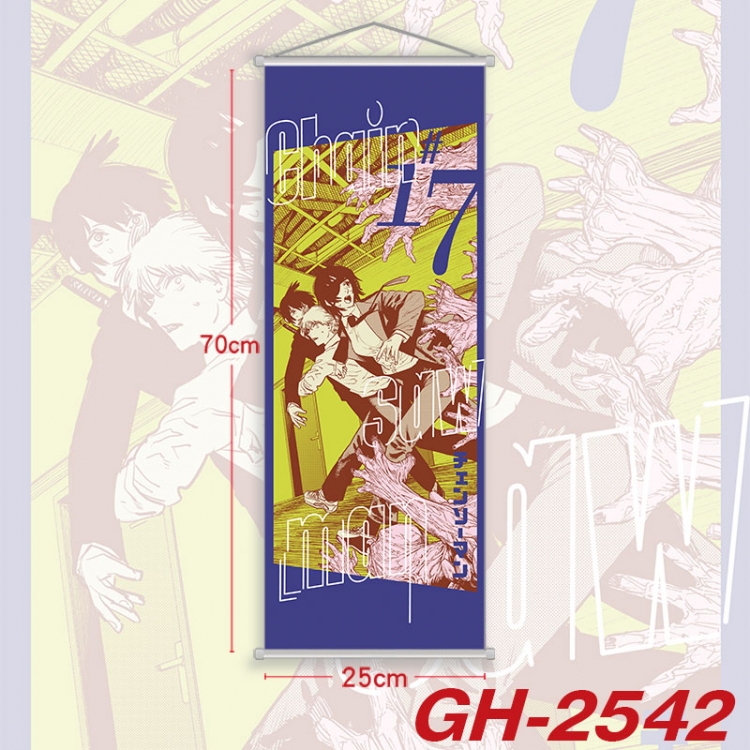 Chainsaw man Plastic Rod Cloth Small Hanging Canvas Painting Wall Scroll 25x70cm price for 5 pcs  gh-2542