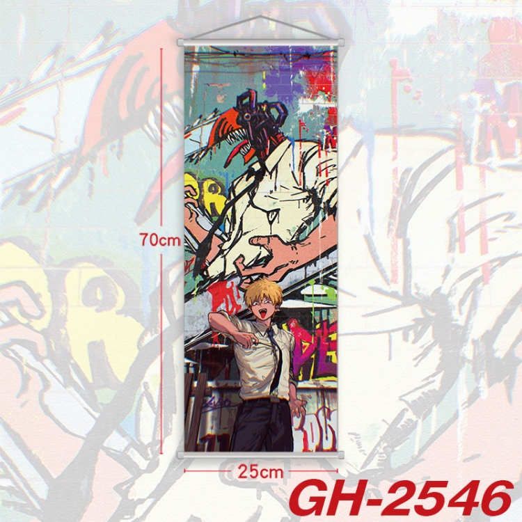 Chainsaw man Plastic Rod Cloth Small Hanging Canvas Painting Wall Scroll 25x70cm price for 5 pcs  gh-2546