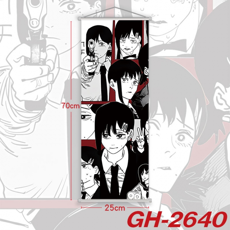 Chainsaw man Plastic Rod Cloth Small Hanging Canvas Painting Wall Scroll 25x70cm price for 5 pcs  gh-2640