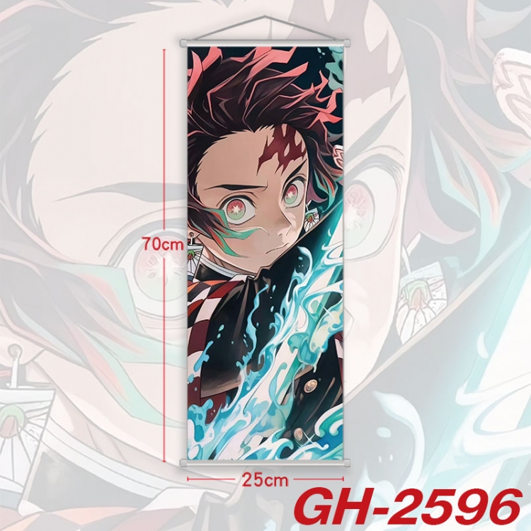 Demon Slayer Kimets Plastic Rod Cloth Small Hanging Canvas Painting Wall Scroll 25x70cm price for 5 pcs  gh-2596