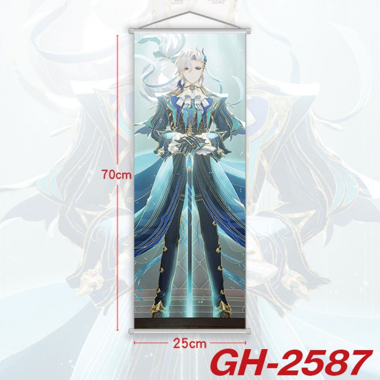 Genshin Impact  Plastic Rod Cloth Small Hanging Canvas Painting Wall Scroll 25x70cm price for 5 pcs  gh-2587