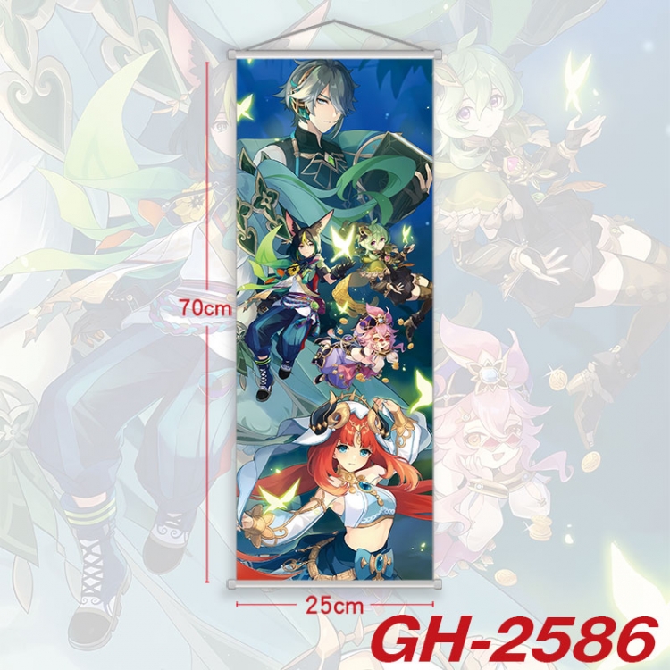 Genshin Impact  Plastic Rod Cloth Small Hanging Canvas Painting Wall Scroll 25x70cm price for 5 pcs  gh-2586