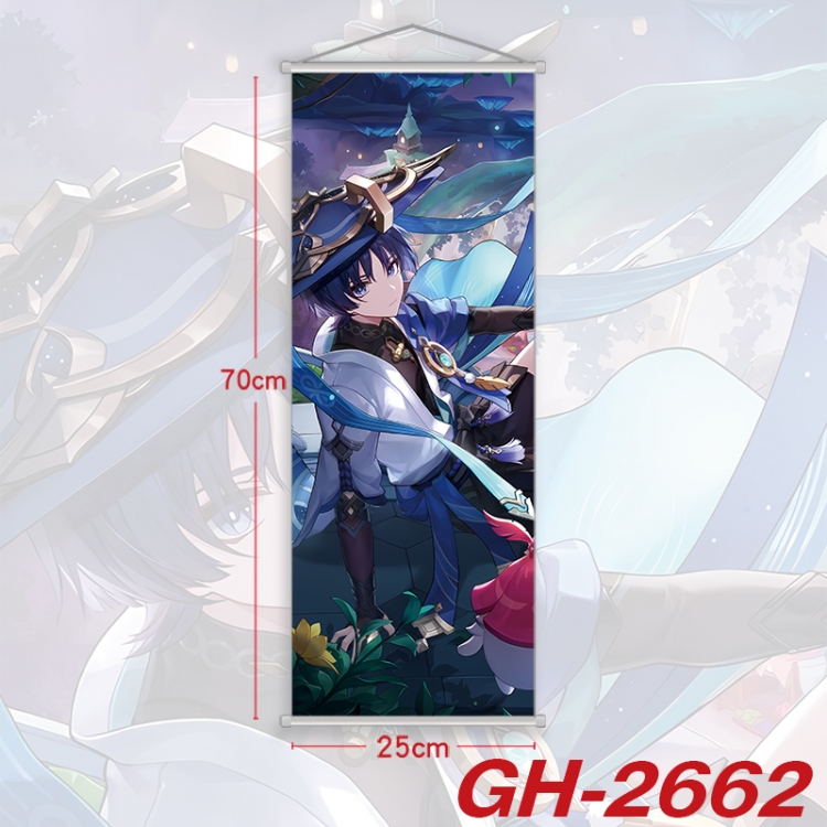 Genshin Impact  Plastic Rod Cloth Small Hanging Canvas Painting Wall Scroll 25x70cm price for 5 pcs  gh-2662