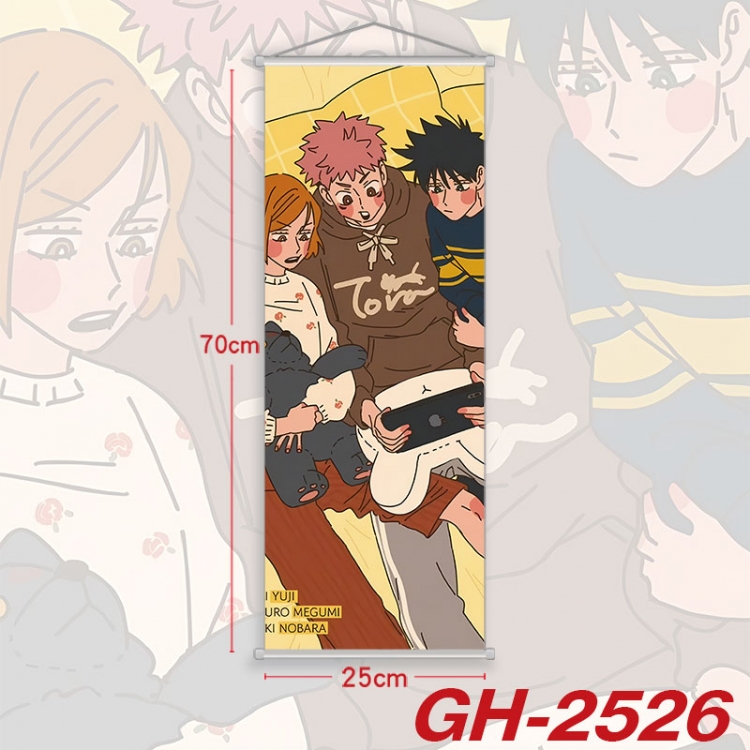 Jujutsu Kaisen Plastic Rod Cloth Small Hanging Canvas Painting Wall Scroll 25x70cm price for 5 pcs  gh-2526