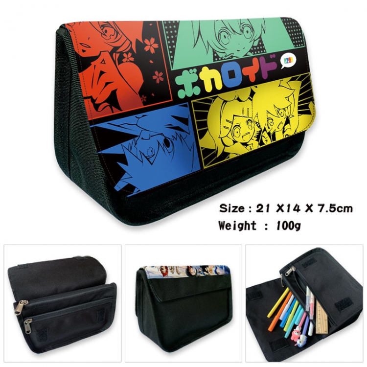 Hatsune Miku Anime Velcro canvas zipper pencil case Pencil Bag 21×14×7.5cm