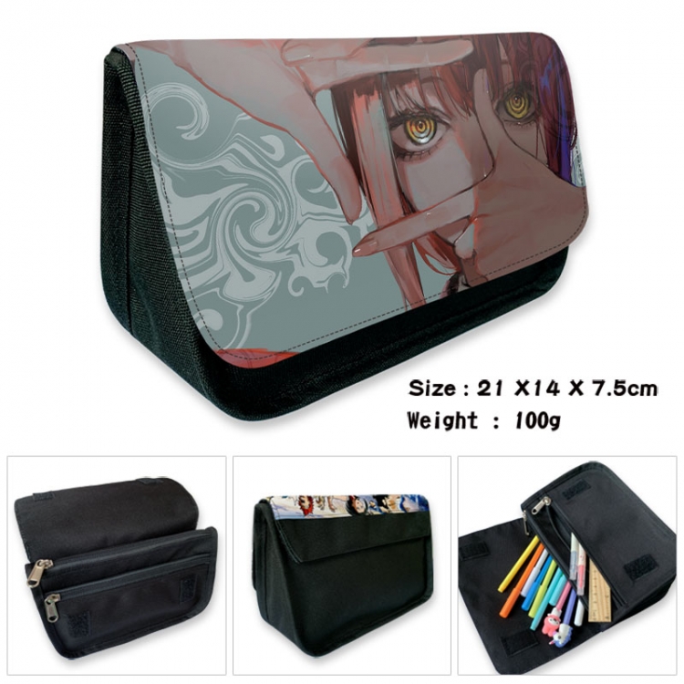 Chainsaw man Anime Velcro canvas zipper pencil case Pencil Bag 21×14×7.5cm