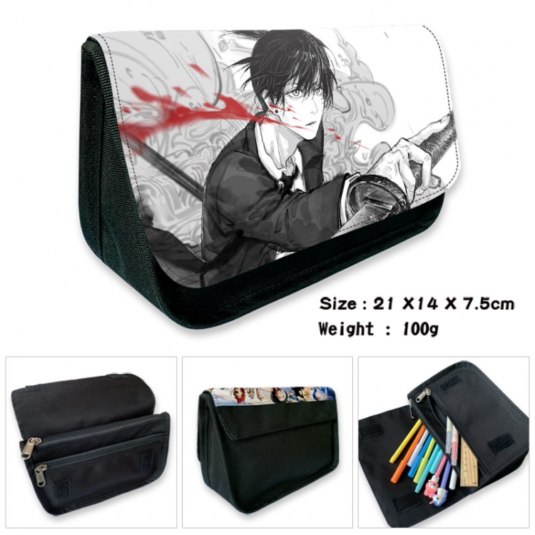 Chainsaw man Anime Velcro canvas zipper pencil case Pencil Bag 21×14×7.5cm