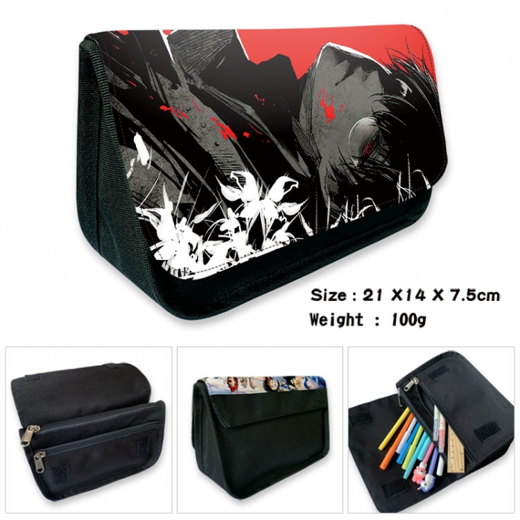 Tokyo Ghoul Anime Velcro canvas zipper pencil case Pencil Bag 21×14×7.5cm