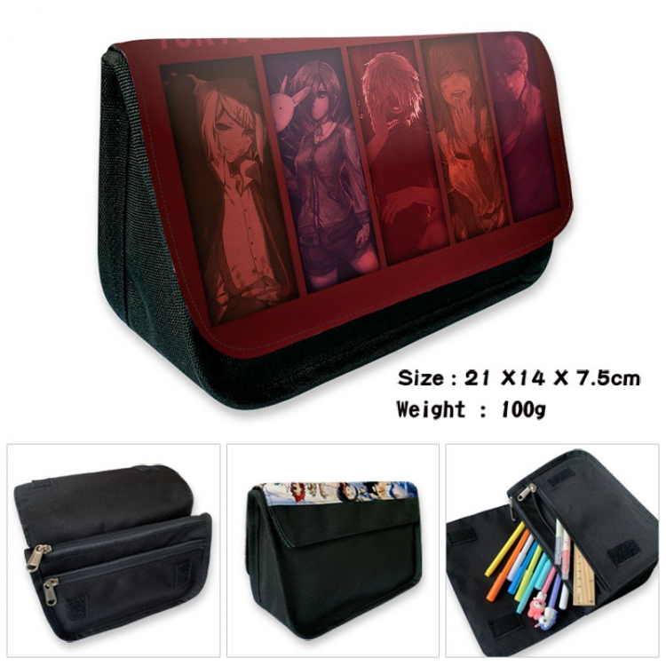 Tokyo Ghoul Anime Velcro canvas zipper pencil case Pencil Bag 21×14×7.5cm