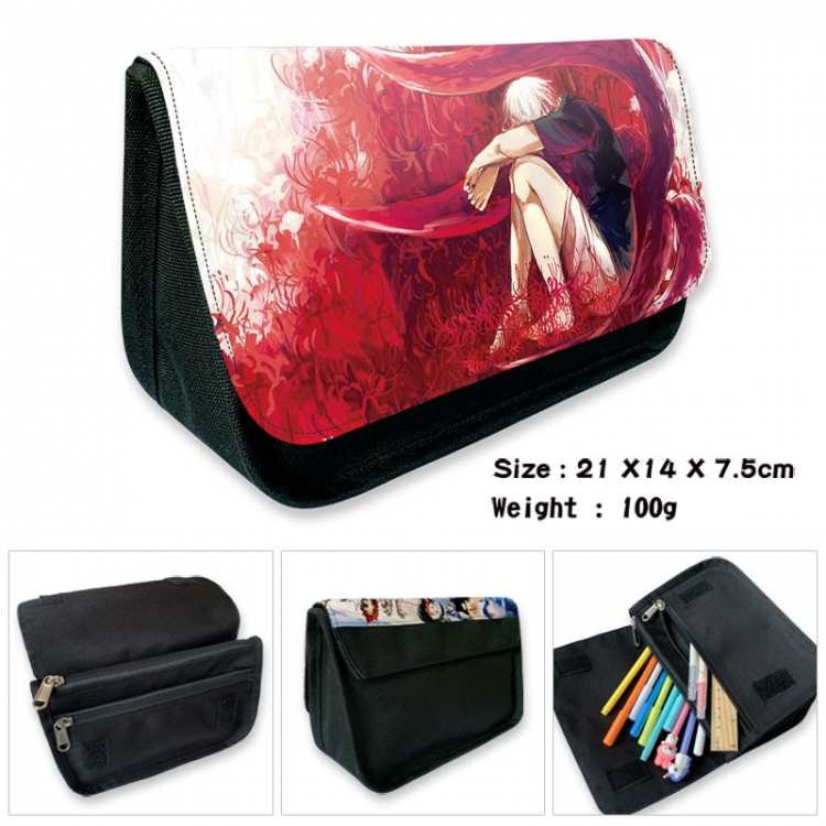 Tokyo Ghoul Anime Velcro canvas zipper pencil case Pencil Bag 21×14×7.5cm