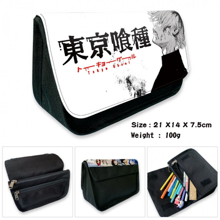 Tokyo Ghoul Anime Velcro canvas zipper pencil case Pencil Bag 21×14×7.5cm