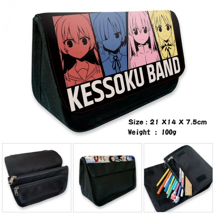 BOCCHI THE ROCK! Anime Velcro canvas zipper pencil case Pencil Bag 21×14×7.5cm