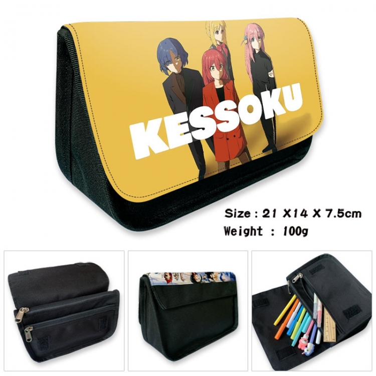 BOCCHI THE ROCK! Anime Velcro canvas zipper pencil case Pencil Bag 21×14×7.5cm