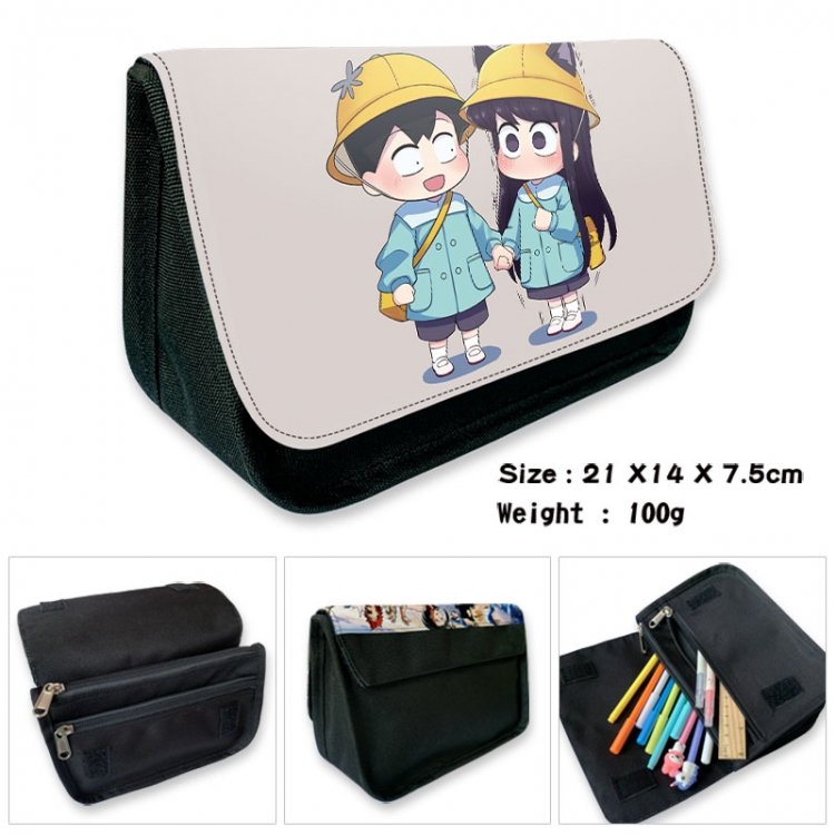 Komi-san wa, Komyushou Desu Anime Velcro canvas zipper pencil case Pencil Bag 21×14×7.5cm