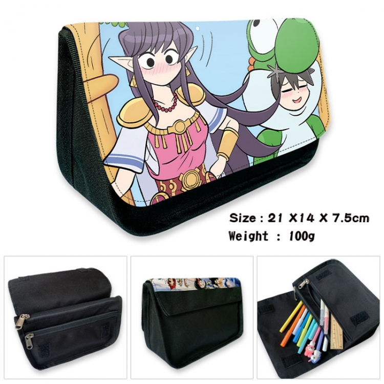 Komi-san wa, Komyushou Desu Anime Velcro canvas zipper pencil case Pencil Bag 21×14×7.5cm