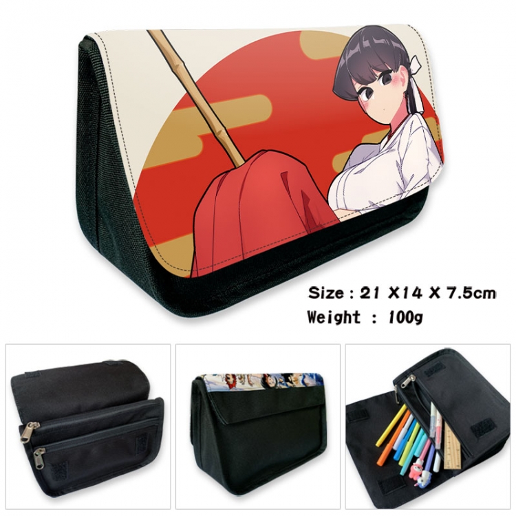 Komi-san wa, Komyushou Desu Anime Velcro canvas zipper pencil case Pencil Bag 21×14×7.5cm