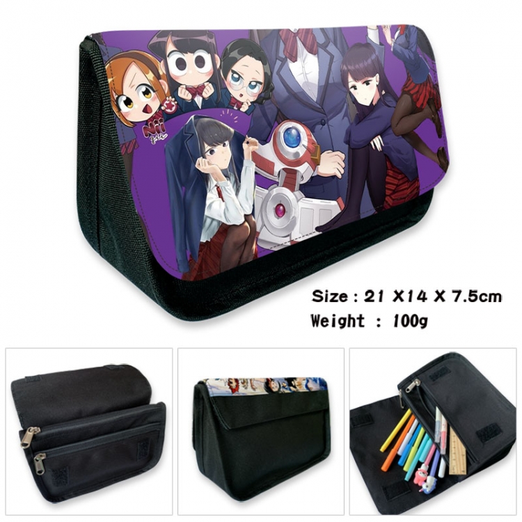 Komi-san wa, Komyushou Desu Anime Velcro canvas zipper pencil case Pencil Bag 21×14×7.5cm