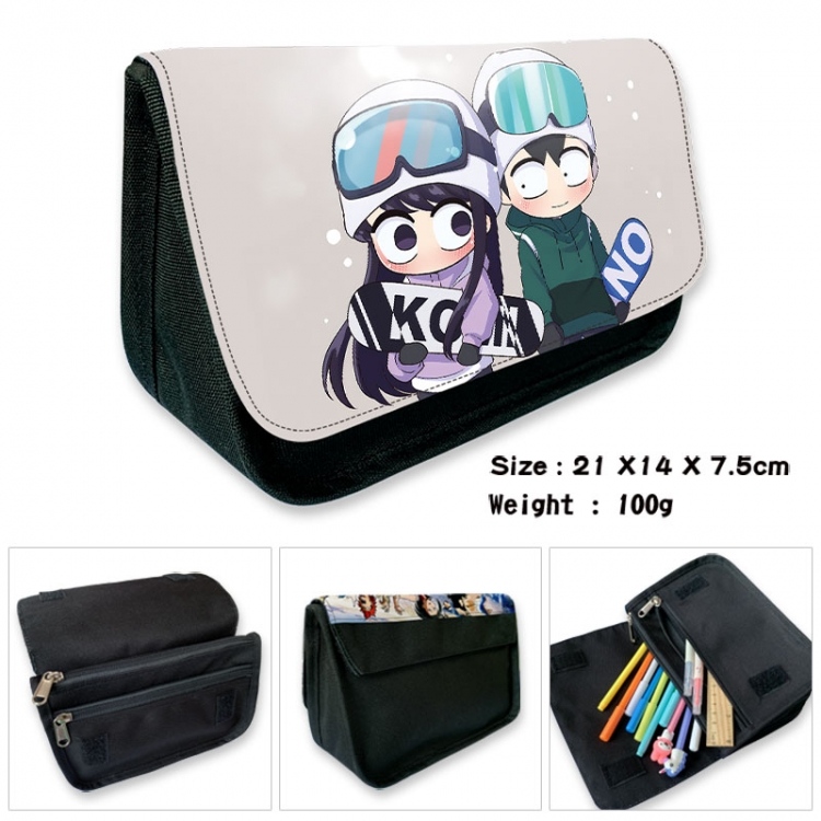 Komi-san wa, Komyushou Desu Anime Velcro canvas zipper pencil case Pencil Bag 21×14×7.5cm