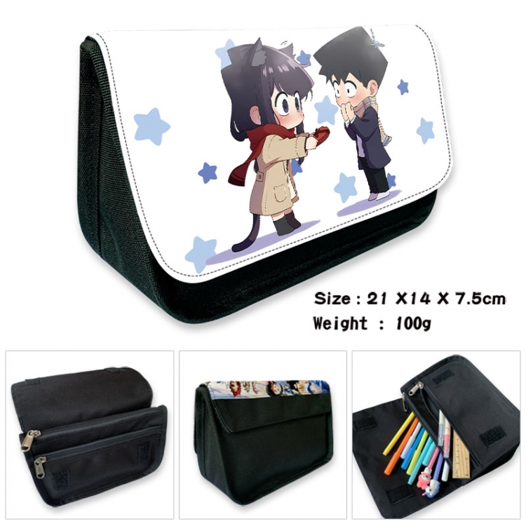 Komi-san wa, Komyushou Desu Anime Velcro canvas zipper pencil case Pencil Bag 21×14×7.5cm