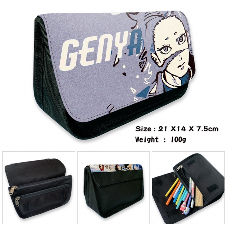 Demon Slayer Kimets Anime Velcro canvas zipper pencil case Pencil Bag 21×14×7.5cm