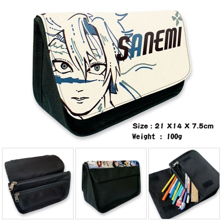 Demon Slayer Kimets Anime Velcro canvas zipper pencil case Pencil Bag 21×14×7.5cm