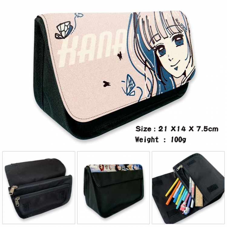 Demon Slayer Kimets Anime Velcro canvas zipper pencil case Pencil Bag 21×14×7.5cm