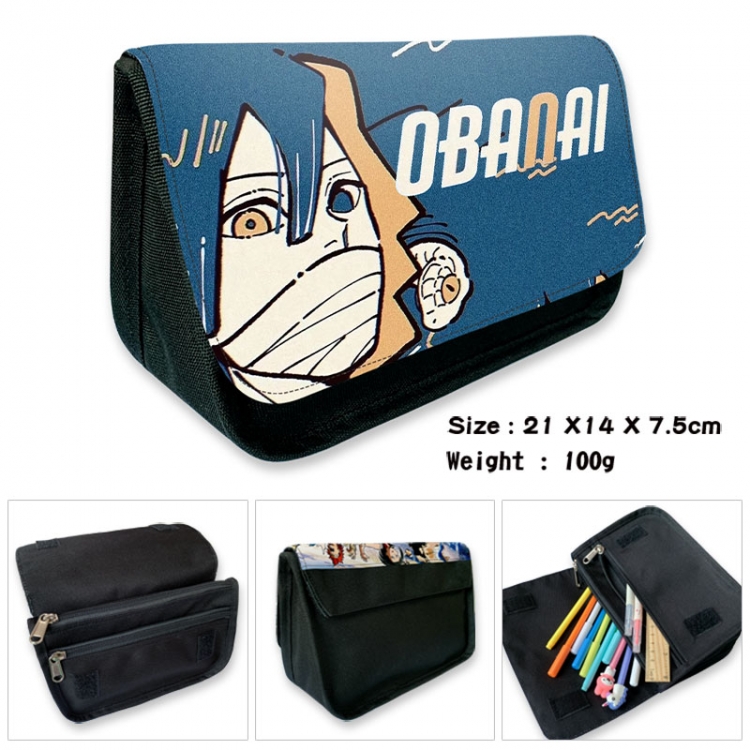 Demon Slayer Kimets Anime Velcro canvas zipper pencil case Pencil Bag 21×14×7.5cm