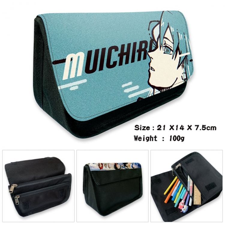 Demon Slayer Kimets Anime Velcro canvas zipper pencil case Pencil Bag 21×14×7.5cm