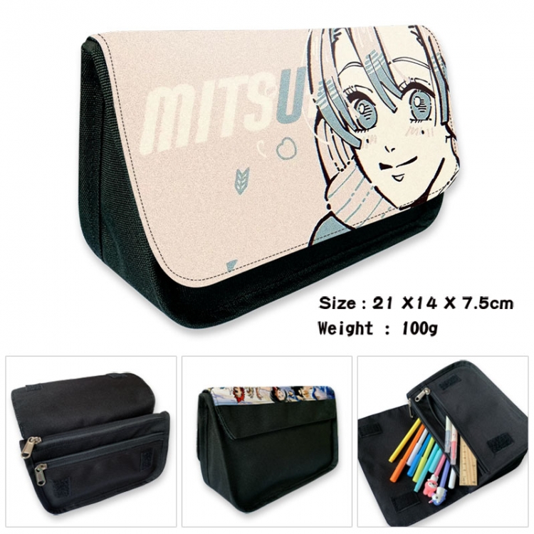 Demon Slayer Kimets Anime Velcro canvas zipper pencil case Pencil Bag 21×14×7.5cm