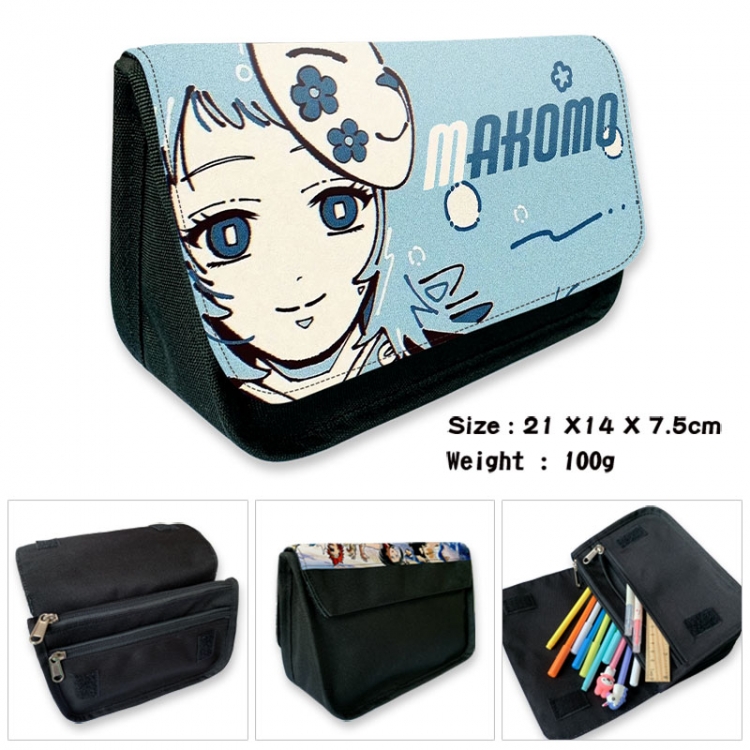 Demon Slayer Kimets Anime Velcro canvas zipper pencil case Pencil Bag 21×14×7.5cm